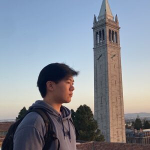 Photo of Daniel Xing in front of Campanile