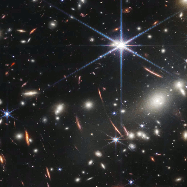 Light from distant galaxies.  Courtesy NASA, ESA, CSA, STScI