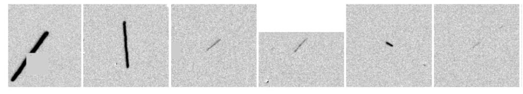 Six scanned images of possible near earth objects.