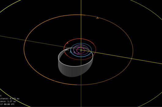 Computer rendering of asteroid position